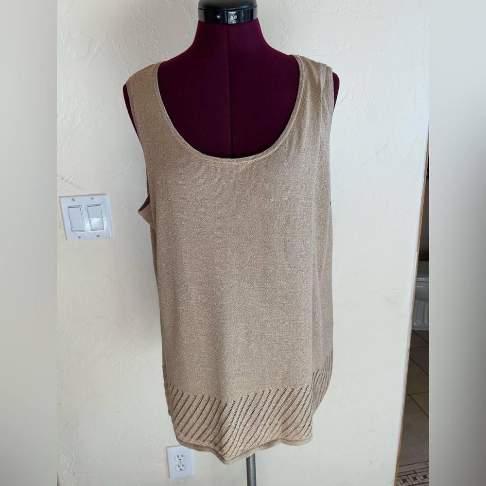H by Halston gold metallic sleeveless top